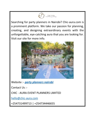 Party Planners Nairobi Chic-aura.com