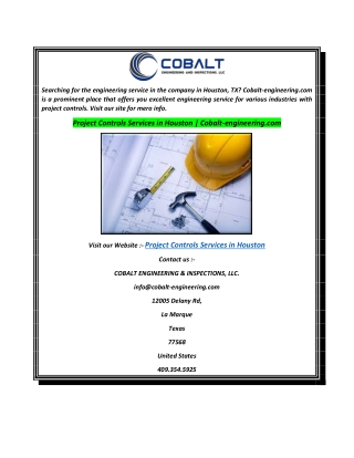 Project Controls Services in Houston  Cobalt-engineering.com