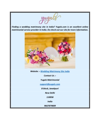 Wedding Matrimony Site India  Yugals.com