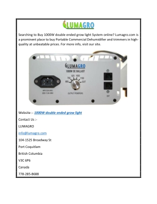 1000W double ended grow light  Lumagro.com
