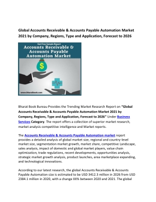 Global Accounts Receivable & Accounts Payable Automation Market 2021 Regions and