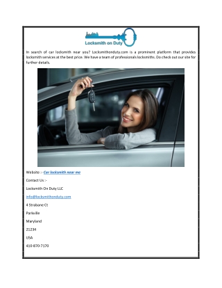 Car Locksmith Near Me  Locksmithonduty.com