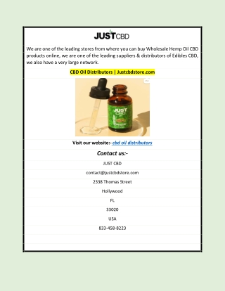 CBD Oil Distributors | Justcbdstore.com