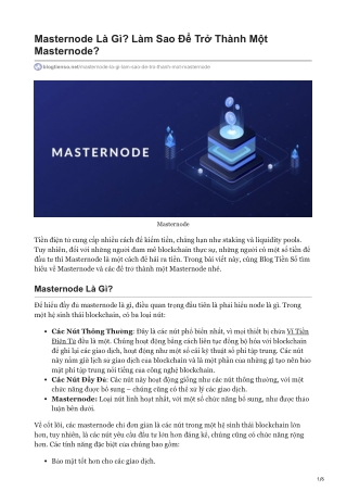 Masternode Là Gì Làm Sao Để Trở Thành Một Masternode