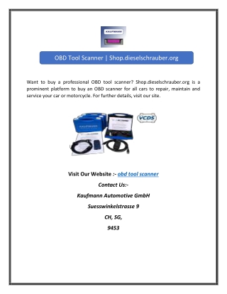 OBD Tool Scanner | Shop.dieselschrauber.org