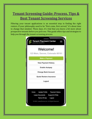 Tenant Screening Guide Process- Tips and Best Tenant Screening Services