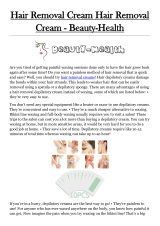 Hair removal creams