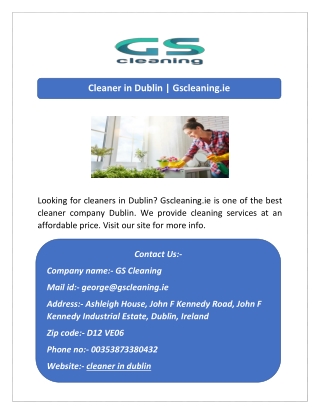 Cleaner in Dublin | Gscleaning.ie