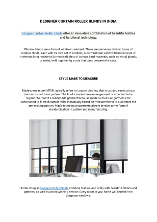 Designer Curtain Roller Blinds In India