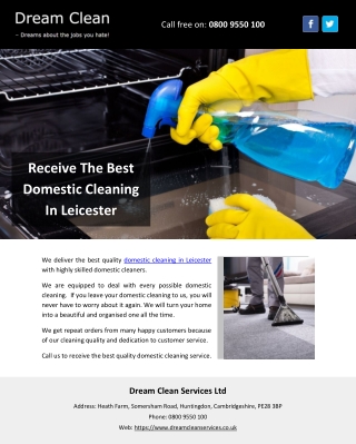 Receive The Best Domestic Cleaning In Leicester