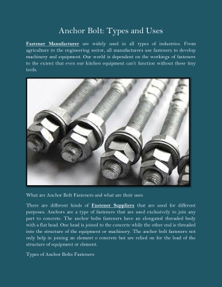 Anchor Bolt Types and Uses