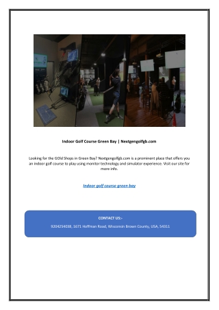 Indoor Golf Course Green Bay | Nextgengolfgb.com