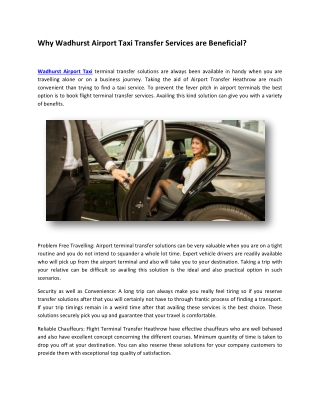 Why Wadhurst Airport Taxi Transfer Services are Beneficial?