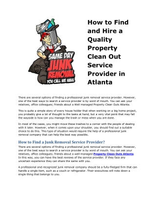 How to Find and Hire a Quality Property Clean Out Service Provider in Atlanta