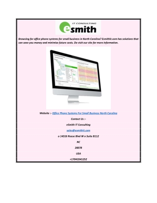 Office Phone Systems for Small Business North Carolina  Esmithit.com