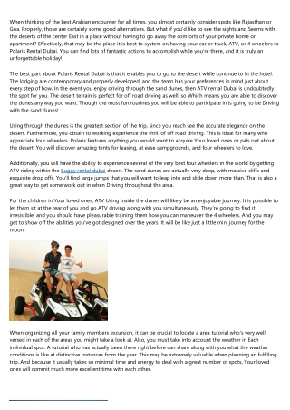 Does Your Polaris rental Dubai Pass The Test? 7 Things You Can Improve On Today