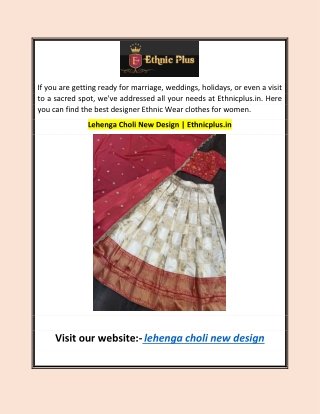 Lehenga Choli New Design | Ethnicplus.in