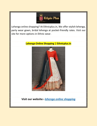 Lehenga Online Shopping | Ethnicplus.in