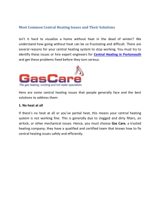 Most Common Central Heating Issues and Their Solutions