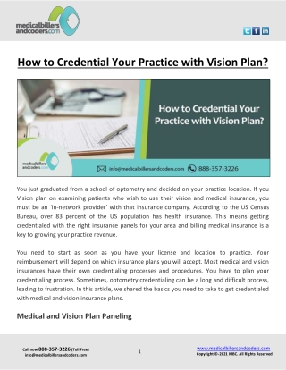 How to Credential Your Practice with Vision Plan?