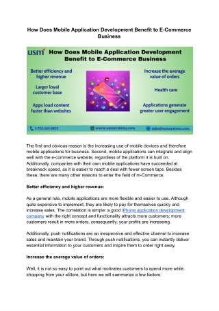 How Does Mobile Application Development Benefit to E-Commerce Business