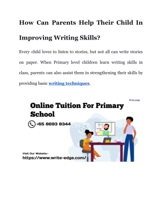 How Can Parents Help Their Child In Improving Writing Skills