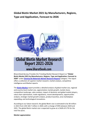Global Biotin Market Research Report 2021-2026