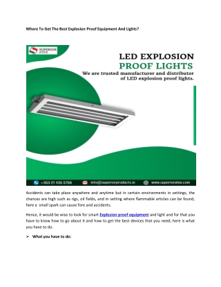 Where To Get The Best Explosion Proof Equipment And Lights?
