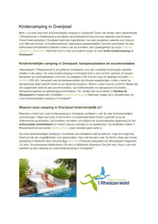 Rheezerwold | Kindercamping Overijssel