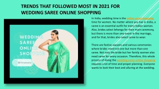 Trends that followed most in 2021 for Wedding saree Online shopping