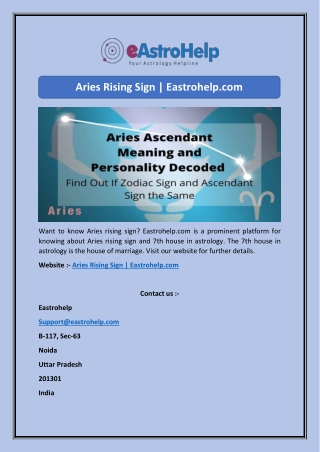 Aries Rising Sign | Eastrohelp.com