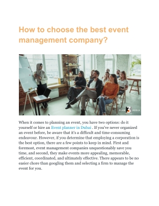 How to choose the best event management company