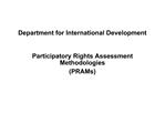 Department for International Development Participatory Rights Assessment Methodologies PRAMs
