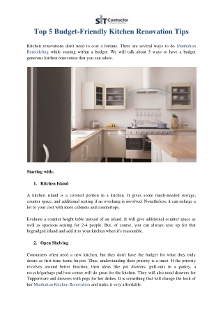 Top 5 Budget-Friendly Kitchen Renovation Tips