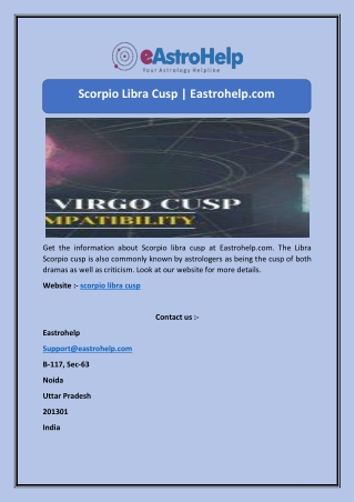 Scorpio Libra Cusp | Eastrohelp.com