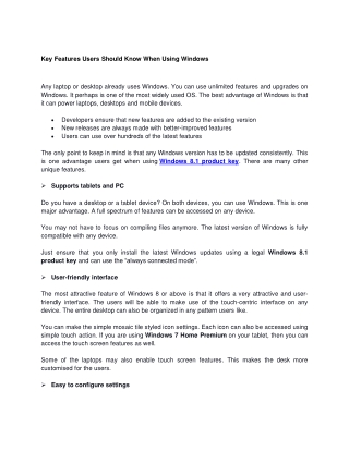 Key Features Users Should Know When Using Windows