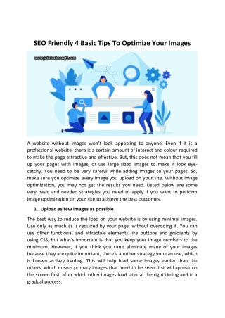 SEO Friendly 4 Basic Tips To Optimize Your Images