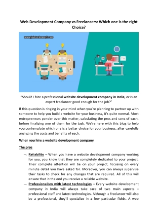 Web Development Company vs Freelancers Which one is the right Choice