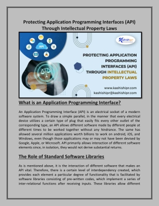 Protecting Application Programming Interfaces (API) Through Intellectual Property Laws