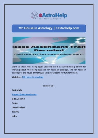 7th House in Astrology | Eastrohelp.com