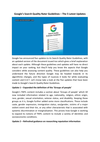 Googles Search Quality Rater Guidelines  The 5 Latest Updates