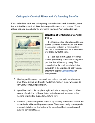 Orthopedic Cervical Pillow and it's amazing benefits