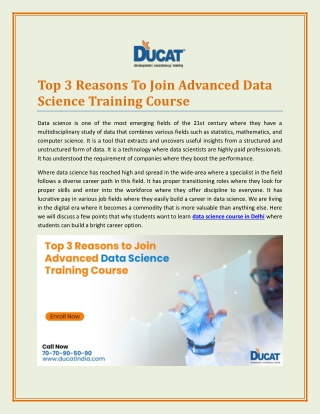 Top 3 Reasons To Join Advanced Data Science Training Course