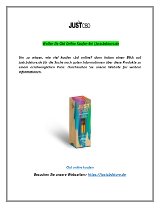 Wollen Sie Cbd Online Kaufen Bei |justcbdstore.de