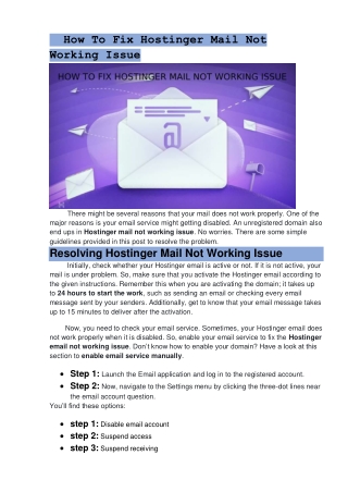 Let's Know How To Fix Hostinger Mail Not WorHostinger Mail Not Working Issue-pdf