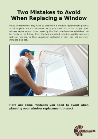 Two Mistakes to Avoid When Replacing a Window