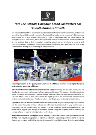 Hire The Reliable Exhibition Stand Contractors For Smooth Business Growth