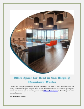 Office Space for Rent in San Diego @ Downtown Works
