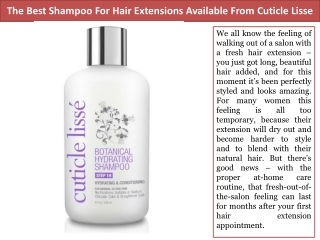 The Best Shampoo For Hair Extensions Available From Cuticle Lisse