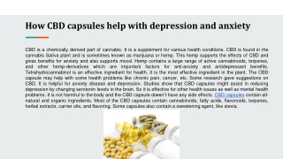 How CBD capsules help with depression and anxiety